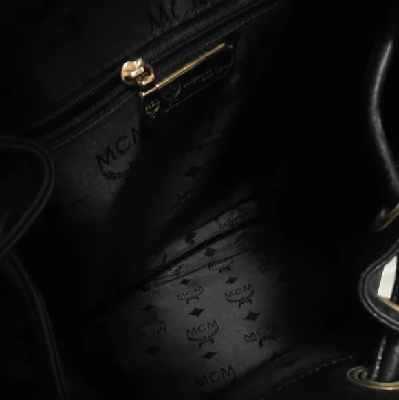 MCM Vintage Black Leather Backpack Bag